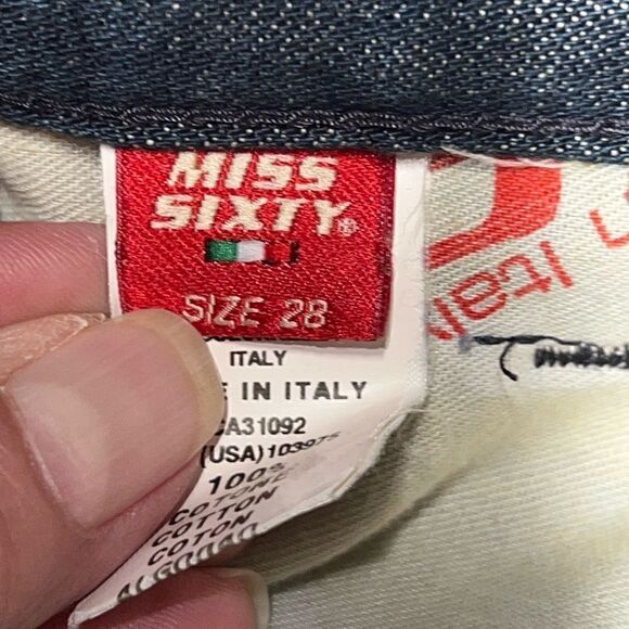 Miss 60 Sixty Rare 90’s Italian Jeans wrap Pockets Distressed Womens Size 28/31 - Picture 12 of 13